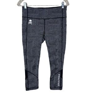 Lululemon x Soulcycle Black White Geometic Print Pace Rivival Crop Leggings Sz 8